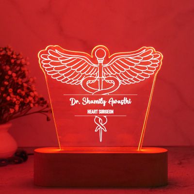 Personalized Doctor Lamp with Name & Logo  Lamp with Multicolored Light (Heart Surgeon)